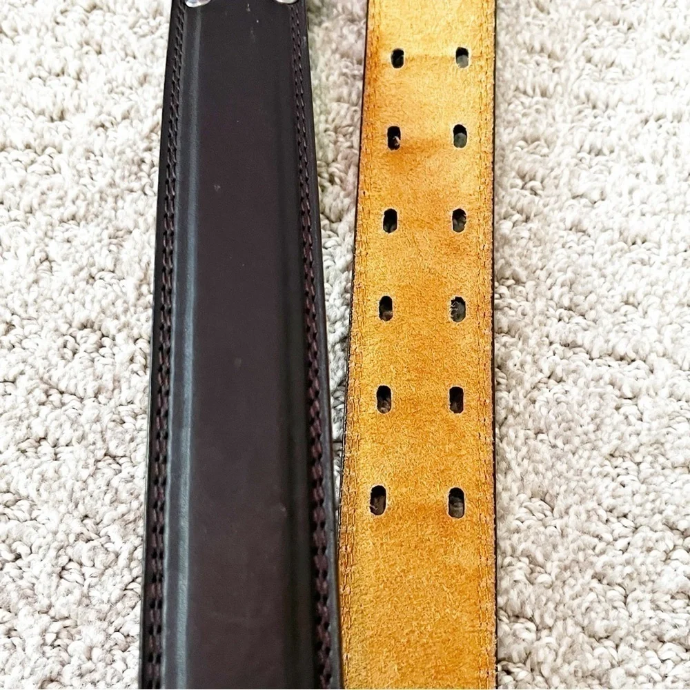 Men's Deep Brown Dress Leather Belt Sz 32 Formal Classic Modern Western Wedding